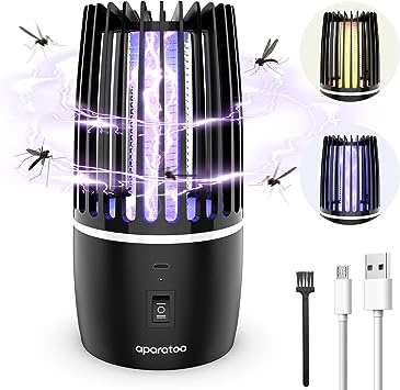 Bug Zapper, UV Fly Zapper Electric Mosquito Killer Lamp, 4000mAh Rechargeable Mosquito Killer, 2 in 1 Killer with UV Lamp And Lighting Lamp,360° Attract Zap Flying Insect for Indoor Outdoor