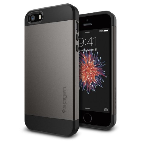 Spigen iPhone 5S Case, [Slim Armor] SHOCK ABSORPTION [Gunmetal] Dual Layer Protective Case for iPhone 5/5S - Gunmetal (SGP10475)