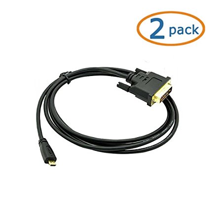 WOVTE Premium High Speed Micro HDMI to DVI 24 1 Pin Cable Male to Male for HD Quality Video Transmission 3ft Pack of 2