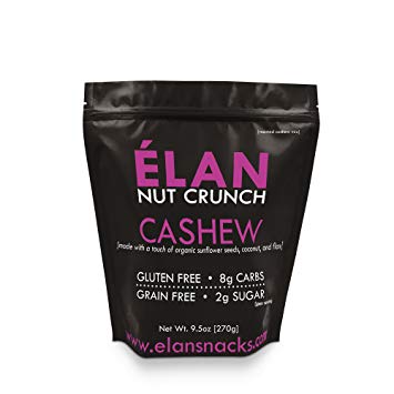 ELAN Roasted Organic Cashews Lightly Salted Granola - Healthy Nut, Seed, Coconut and Ground Flax Cereal - Paleo Trail Mix, Low Carb Camping Treats (9.5 Oz Travel Mini Bag)