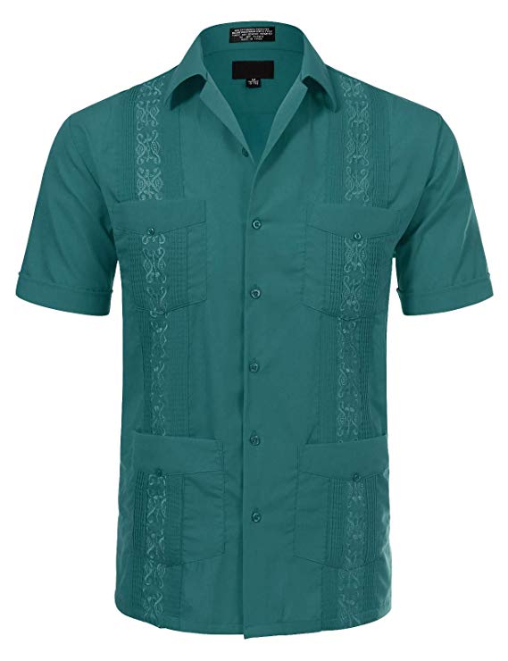 JD Apparel Men's Short Sleeve Cuban Guayabera Shirts