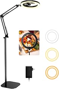 Upgrade 18W Ring Light with Stand Tripod for iPhone, 10” Ultra Bright Overhead Phone Camera Mount Selfie Light with Remote Control for Video Recording,Content Creation,Streaming,TikTok,YouTube