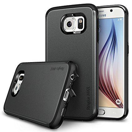 Galaxy S6 Case - Ringke MAX ***Dust-Free Cap & Drop Protection*** [FREE HD Film / SLIM MAX Protection][GUNMETAL] Double Layer Heavy Duty Protection Armor Case for Galaxy S6 - Eco Package