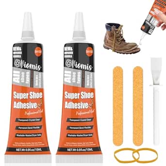 Shoe Glue Sole Repair Adhesive Waterproof Clear Shoe Repair Glue Kit Super Strong Transparent Shoe Glue for Sneakers, Boots, Leather, Handbags, Soles, Heels (15ml 2Pack)