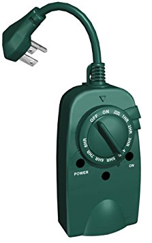 Westinghouse 28451 Outdoor Photocell Timer with Single Grounded Outlet and 6-Inch Cord, Green