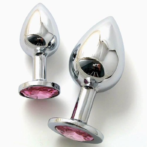Great Gift Idea: Valentine 'S / Birthday Gift ~ 2 Pcs Steel Fetish Plug Anal Butt Jewelry Large  Small (Pink)