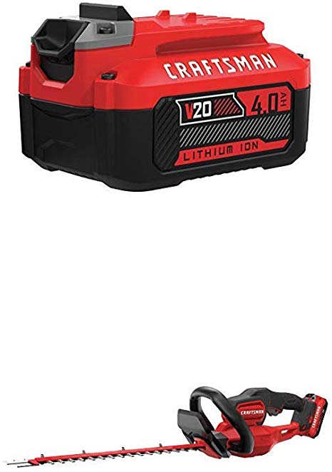 CRAFTSMAN V20 Cordless Hedge Trimmer Kit, 22-Inch with Extra 4.0Ah Battery (CMCHTS820D1 & CMCB204)