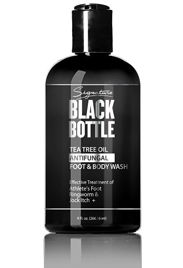 Black Bottle Antifungal Soap w/ Tea Tree Oil & Active Ingredient Proven Clinically Effective for Jock Itch, Athletes Foot, & Ringworm Treatment. Helps Fight Body Acne, Odor & More. 9 oz. (1 Bottle)