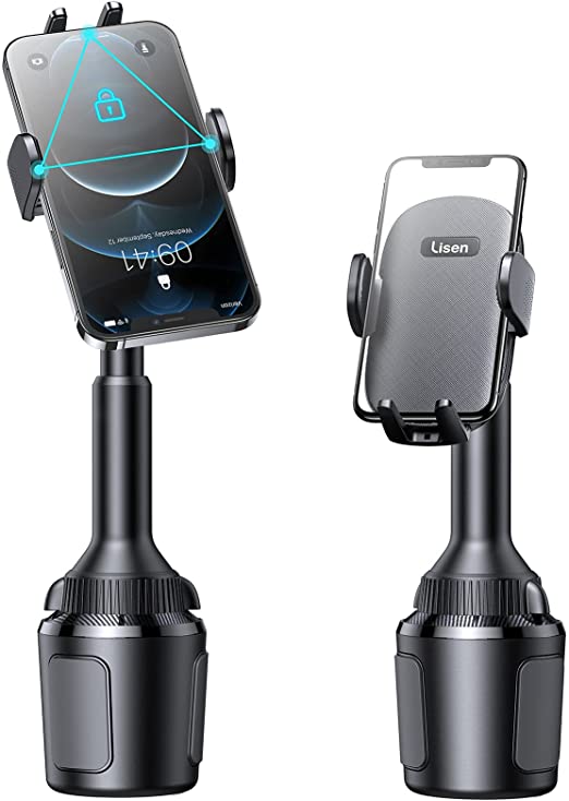 Cup Phone Holder for Car, [No Shaking & No Falling ] LISEN Cup Holder Phone Mount, Cell Phone Holder for Car Compatible with iPhone 12 Pro Max/11 Pro/11/XS and More