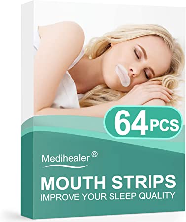 64PCS Mouth Strips for Mouth Breathers for Less Mouth Breathing, Advanced Gentle Sleep Strips Mouth Tape for Snoring, Improved Nighttime Sleeping & Instant Mouth-Snoring Relief, Better Nose Breathing