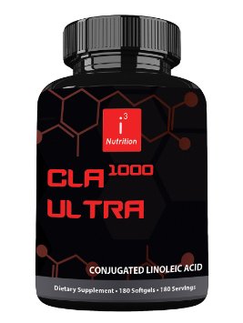 CLA Supplement 1000 Ultra by i3 Nutrition - Natural Weight Loss Fat Burner Made from PURE Safflower Oil, Non-Stimulant, Non-GMO, Gluten Free - 180 Softgel Capsules, 1000 mg Conjugated Linoleic Acid