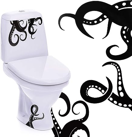 15 Pieces Kraken Octopus Toilet Tentacles Wall Decals Decor Sticker Octopus Toilet Home Decal Black Sea Creature Wall Art Sticker Tentacles Bathroom Kraken Decal for Toilet Seat