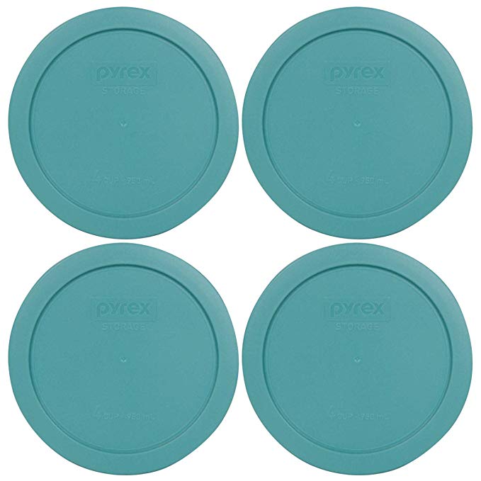 Pyrex 7201-PC Round 4 Cup Storage Lid for Glass Bowls (4, Turquoise)