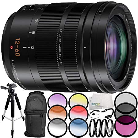 Panasonic Leica DG Vario-Elmarit 12-60mm f/2.8-4 ASPH. Power O.I.S. Lens 9PC Accessory Bundle – Includes 3 Piece Filter Kit (UV   CPL   FLD)   More (White Box) - International Version (No Warranty)