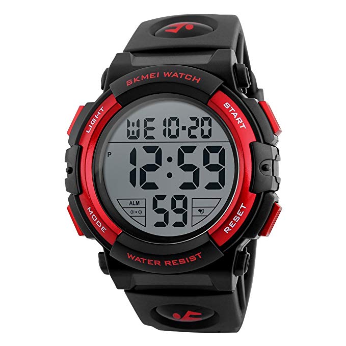 CakCity Men’s Sports Watches Military Classic Stopwatch Large Dial Electronic LED Backlight Wristwatch 50M Waterproof Digital Watch for Mens with Large Number