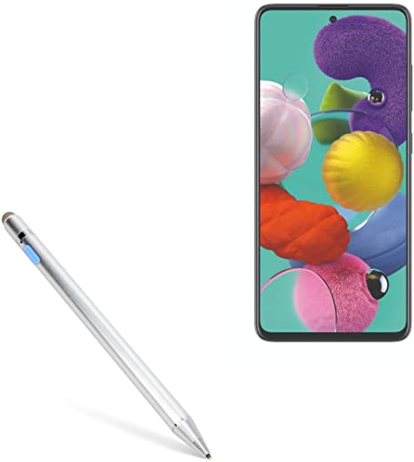 BoxWave Stylus Pen for Samsung Galaxy A51 5G [AccuPoint Active Stylus] Electronic Stylus with Ultra Fine Tip for Samsung Galaxy A51 5G - Metallic Silver