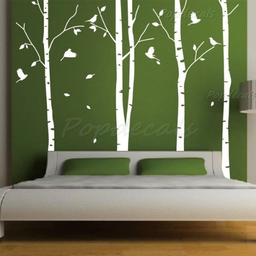 Set of 4 Big Birch Trees in White- 8.5 ft nursery wall decals tree vinyl wall art wall decor sticker wall vinyl stickers pop baby gift