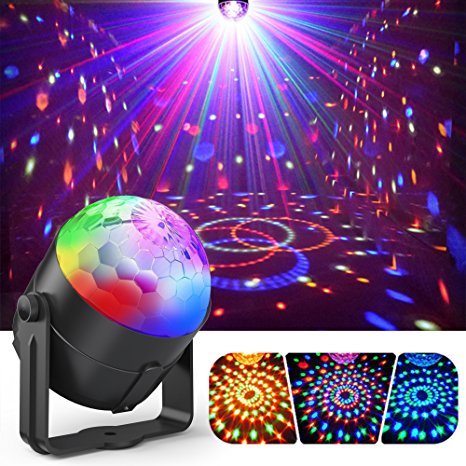 Party Lights, Gvoo Sound Activated DJ Disco Lights Rotating Ball Lights 5W 7 Modes RGB LED Stage Lights with Remote Control for Home Outdoor Holidays Dance Parties Birthday DJ Bar Karaoke Xmas Wedding Show Club Pub