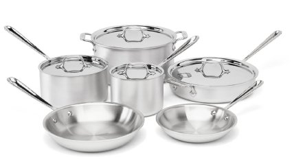 All-Clad 700362 MC2 Professional Master Chef 2 Stainless Steel Tri-Ply Bonded Cookware Set 10-Piece Silver