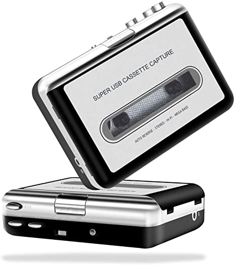 Mwin Portable Cassette Player Tape Convertor to MP3 via USB Compatible with Laptops and Personal Computers with Earphones