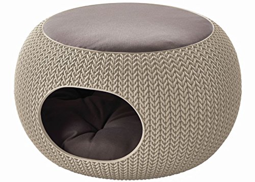 Keter 22.7 " x 22.3 " x 13 " KNIT Cozy Luxury Lounge Bed & Pet Home with Cushions, Small to Medium