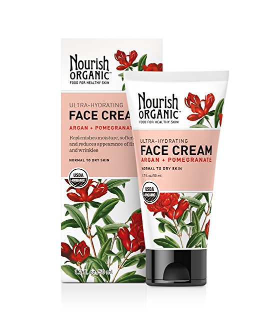 Nourish Organic Ultra Hydrating Face Cream, Argan & Pomegranate, 1.7 Ounce