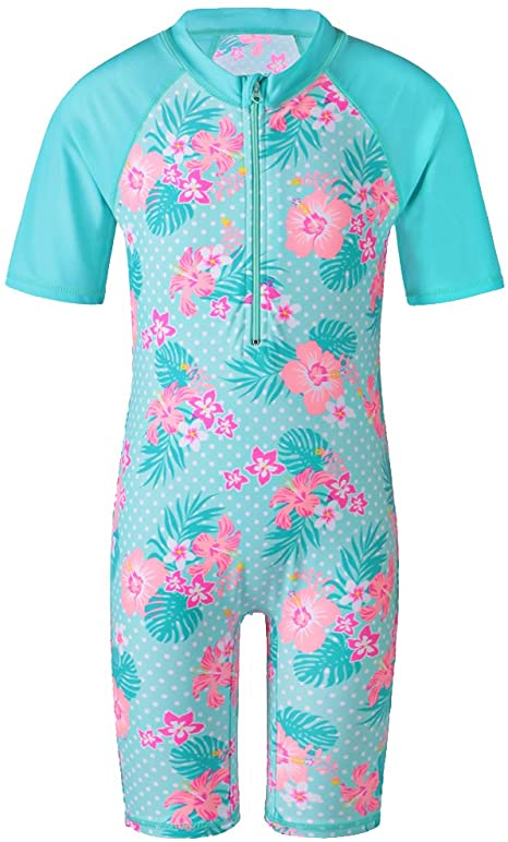 TFJH E Girls Swimsuit 3-10 Years UPF 50  UV One Piece Swimwear with Zipper