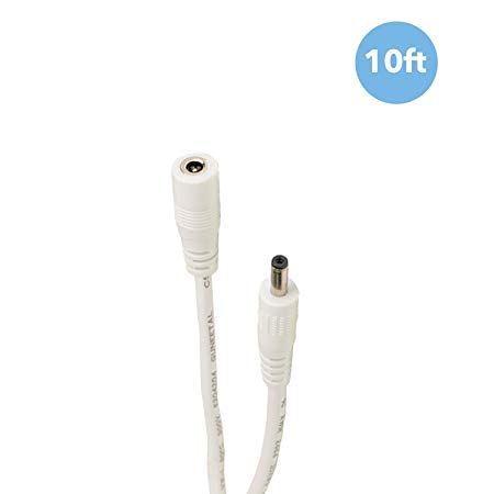 Amcrest Extension Cable IPM-721B/W/S, IP2M-841B/W/S, IP2M-841EB/W, IP3M-941B/W, IPM-721ES, IPM-HX1B/W, IP3M-HX2B/W. Power AC Adapter 10FT White