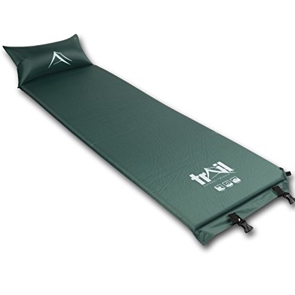 Single Self Inflating Camping Roll Mat & Inflatable Pillow Sleeping Mattress Pad