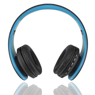 Fetta Wireless Foldable Over Ear Bluetooth Headphones with Mic Travel Acoustic Noise Cancelling Headsets with 3.5 MM Audio Cable for Sports Stereo Earphones for Bluetooth Enabled Devices (Blue)
