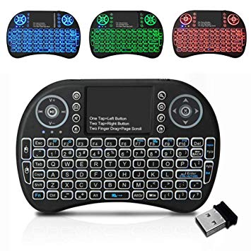 Backlit Mini Keyboard Touchpad Mouse, Mini Wireless Keyboard with Touchpad and Multimedia Keys for Android TV Box Smart TV HTPC PS3 Smart Phone Tablet Mac Linux Windows OS