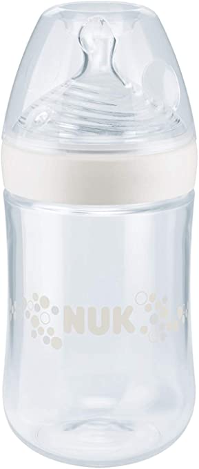 NUK Nature Sense Baby Bottle 6-18 Months Silicone Teat, BPA Free, 260 ml