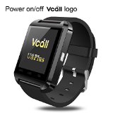 VCALL U8 Plus Bluetooth Smartwatch Smart Watch Wristwatch Long Battery Life Barometer Phone Mate for Samsung Huawei HTC Android Smartphones-Black