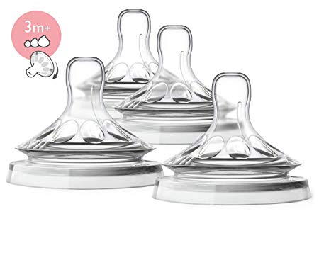 Philips Avent Natural Baby Bottle Nipple, Variflow Nipple 3M , 4pk, SCF655/43