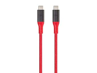 Monoprice Durable USB 3.2 Gen 2 Type-C Data and Power Kevlar Reinforced Nylon-Braid Cable - 1 Meter - Red | 5A/100W - AtlasFlex Series