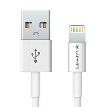 Kapaver MFI Certified 8 Pin Lightning to USB Sync Cable Charging Cord for iPhone 6S/6S Plus/6/6 Plus, iPad Pro(White) - Pack of 1