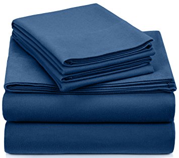 Pinzon Signature 190-Gram Cotton Velvet Flannel California King Sheet Set, Smokey Blue