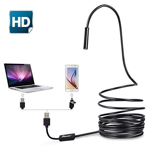 HD Endoscope, Potensic® USB/Micro USB 2MP HD Endoscope Borescope for Computer/Android phone(with OTG and UVC Function), IP67 Waterproof, 2MP Snake Tube Inspection Camera with 6 Adjustable LED - 16 Feets/5M