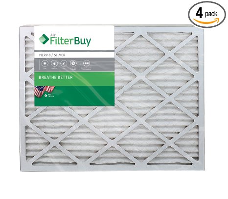 16x25x1 Air Filters. Pleated Merv 8 (AFB Silver) Air, AC, Furnace, HVAC Filter. Box of 4. FilterBuy.