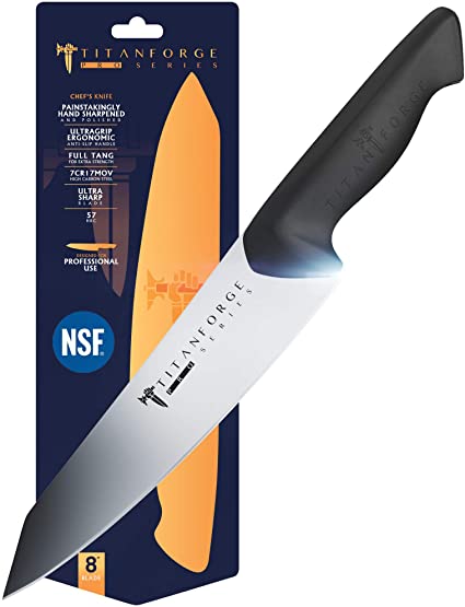 TITAN FORGE - Chef Knife 8" - Pro Series Knives - 7CR17MOV High-Carbon steel - Full Tang - NSF Certified