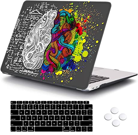 DQQH MacBook Air 13 Inch Case 2020 2019 2018 Release A2179 A1932 with Touch ID Retina Display, Plastic Hard Shell Case and Keyboard Cover for Newest Mac Air 13'' - Brain