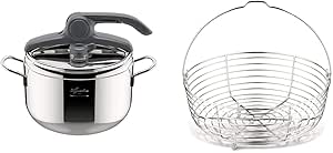 Lagostina Irradial Control Lagoeasy'Up Pentola A Pressione, 5 L, Acciaio Inox 18/10, 22 Cm & Accessori Pentola A Pressione Cestello Filo, Acciaio Inossidabile, Argento, 22 Cm