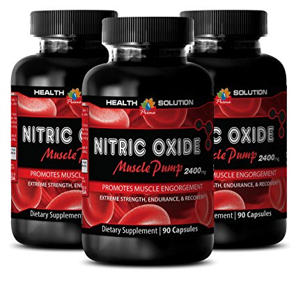 Nitric oxide testosterone booster - NITRIC OXIDE MUSCLE PUMP 2400MG - increase sexual satisfaction (3 Bottles)