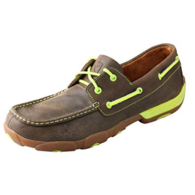 Twisted X Men's Driving Moccasins Bomber/Neon Yellow - Casual Walking Leather Footwear