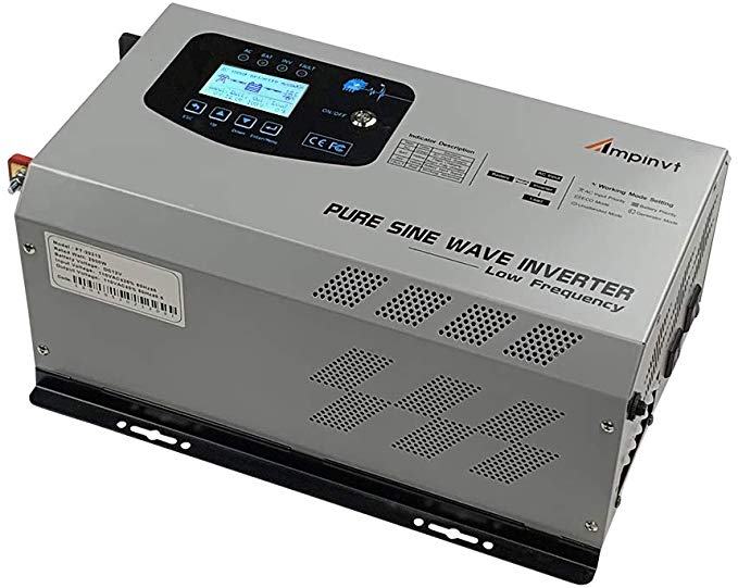 AMPINVT 1500W Peak 4500W Pure Sine Wave Power Inverter DC 12V AC to 110V with Battery AC Charger,Off Grid Solar Inverter, Low Frequency Inverter for RV