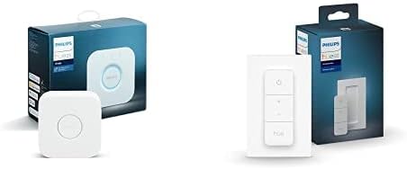 Philips Hue Smart Hub (Compatible with Amazon Alexa, Apple HomeKit, and Google Assistant) with Dimmer Switch for Smart Lights Installation-Free, Smart Home