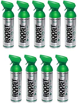 95% Pure Oxygen Supplement, Portable Canister of Clean Oxygen, Increases Endurance, Recovery, Mental Acuity and Performance (10 Liter Canisters, 9 Pack, Natural)