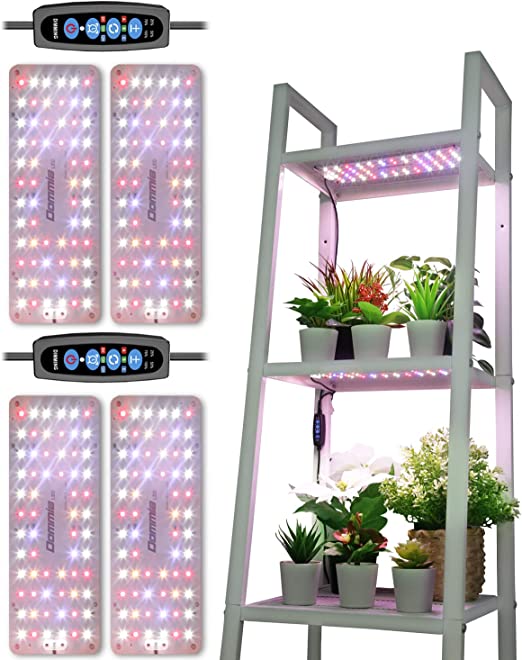 DOMMIA Plant Light for Indoor Plants, 40W (2 x 20W) Dimmable Ultra-Thin Grow Light Panels, 3 Spectrum Modes LED Grow Lights Strips, Timer Plant Lights Under Cabinet, Plant Grow Lamp for Plant Rack