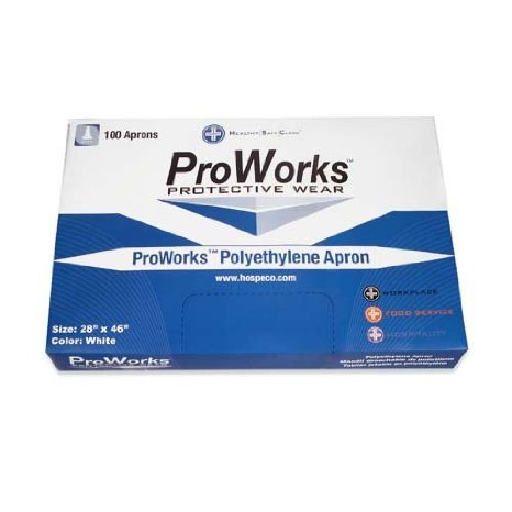 Hospeco DA-AP2846 ProWorks Disposable Apron, 2 Mil Polyethylene, 28" Length x 46" Width (Box of 100)