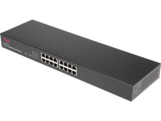 Rosewill RC-GS1016 10/100/1000 Mbps 16-Port Unmanaged Gigabit Ethernet Desktop/Rackmountable Switch, Metal Case